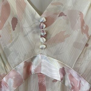 Ann Taylor Pink Ivory Floral Silk Dress Y2K size 10 Fairy Whimsical